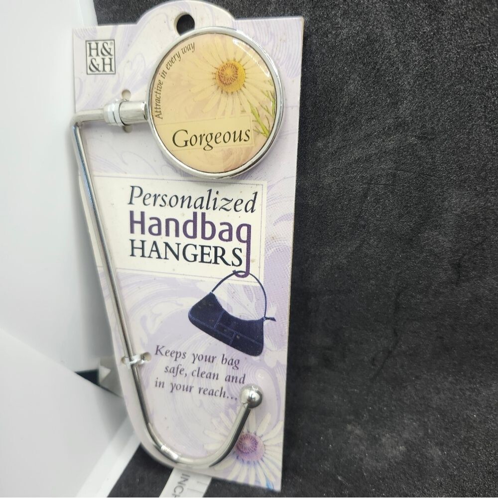 H&H “Gorgeous” Personalized Handbag Hanger – Daisy Floral Purse Hook – Elegant